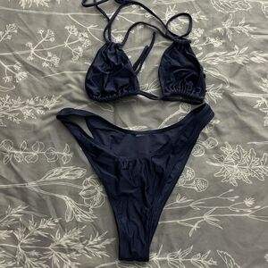 Garage Navy and Blue Triangle String Bikini Set
